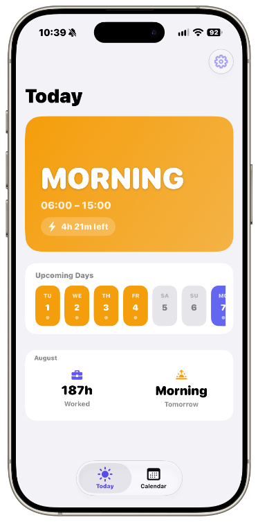 Turnos Today Screen on iPhone