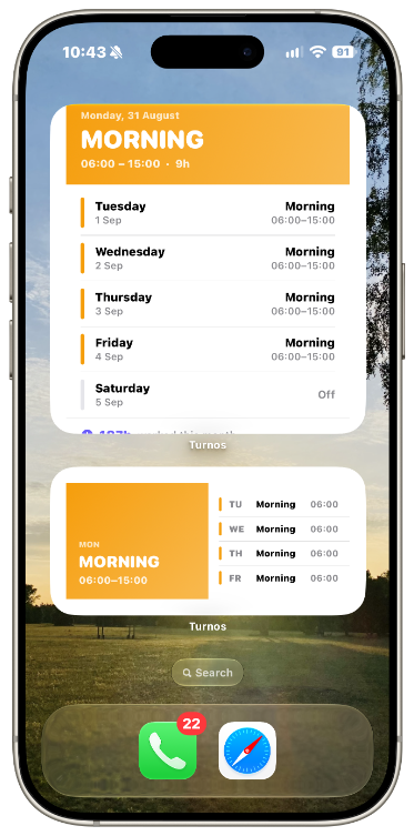 Widgets de Pantalla de Inicio de Turnos.